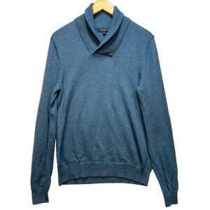 Banana Republic Mens Shawl Neck Pullover Sweater Knit Long Sleeve Sz M Teal Blue